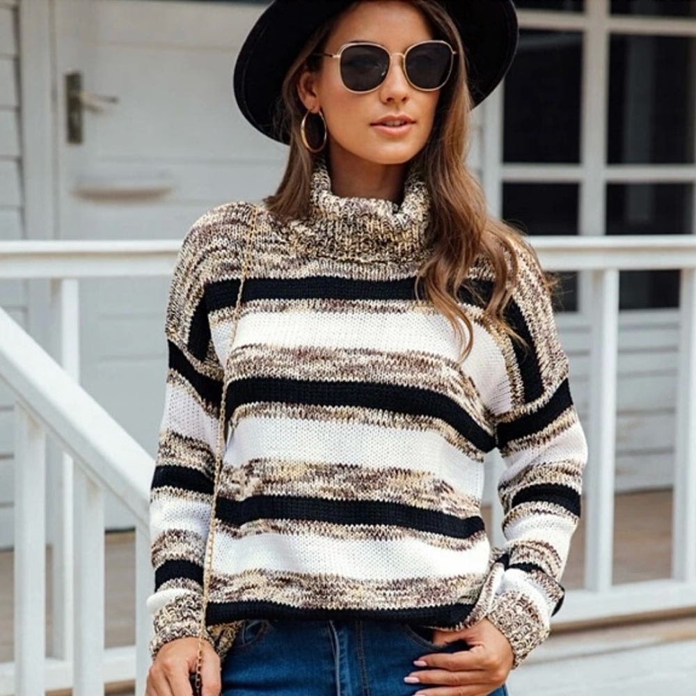 SHEIN striped turtleneck sweater